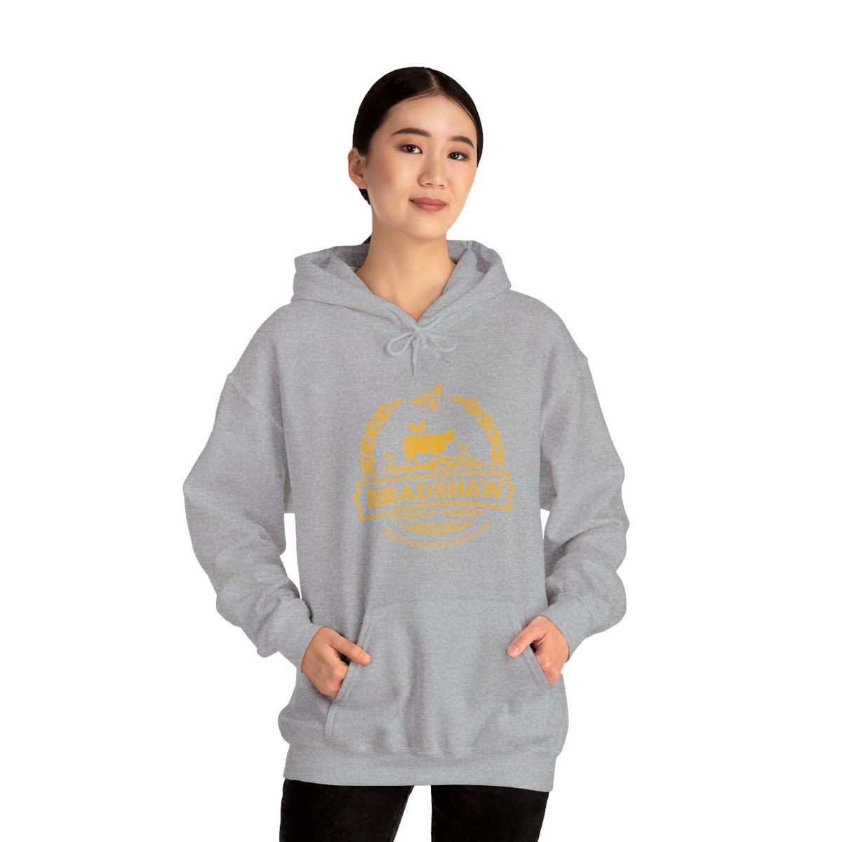 Bradshaw family farms logo on hoodie