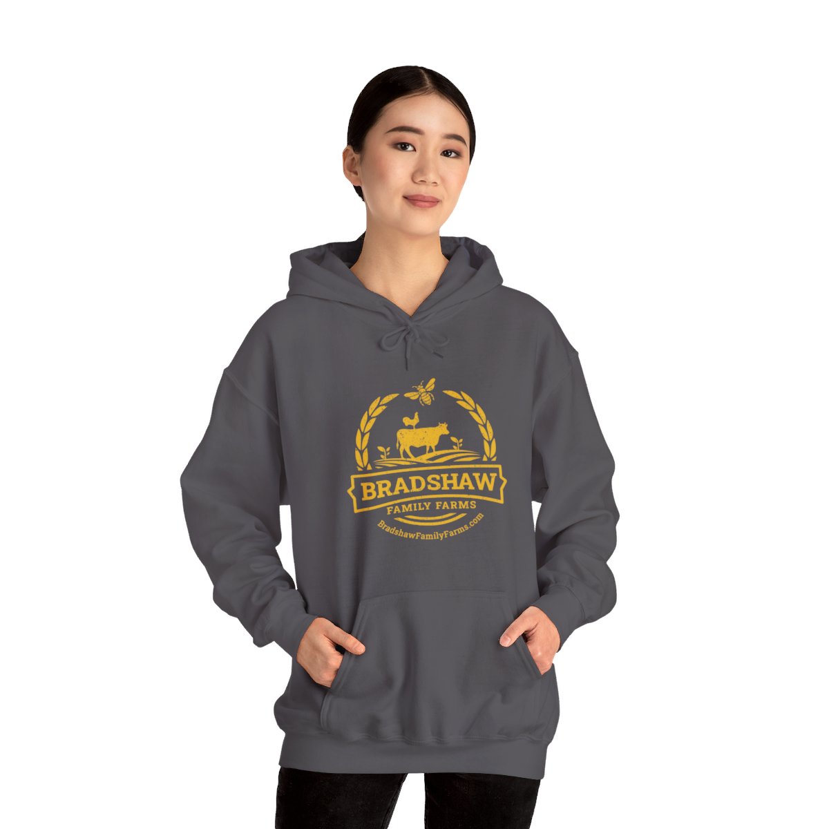 Bradshaw family farms logo on shirt