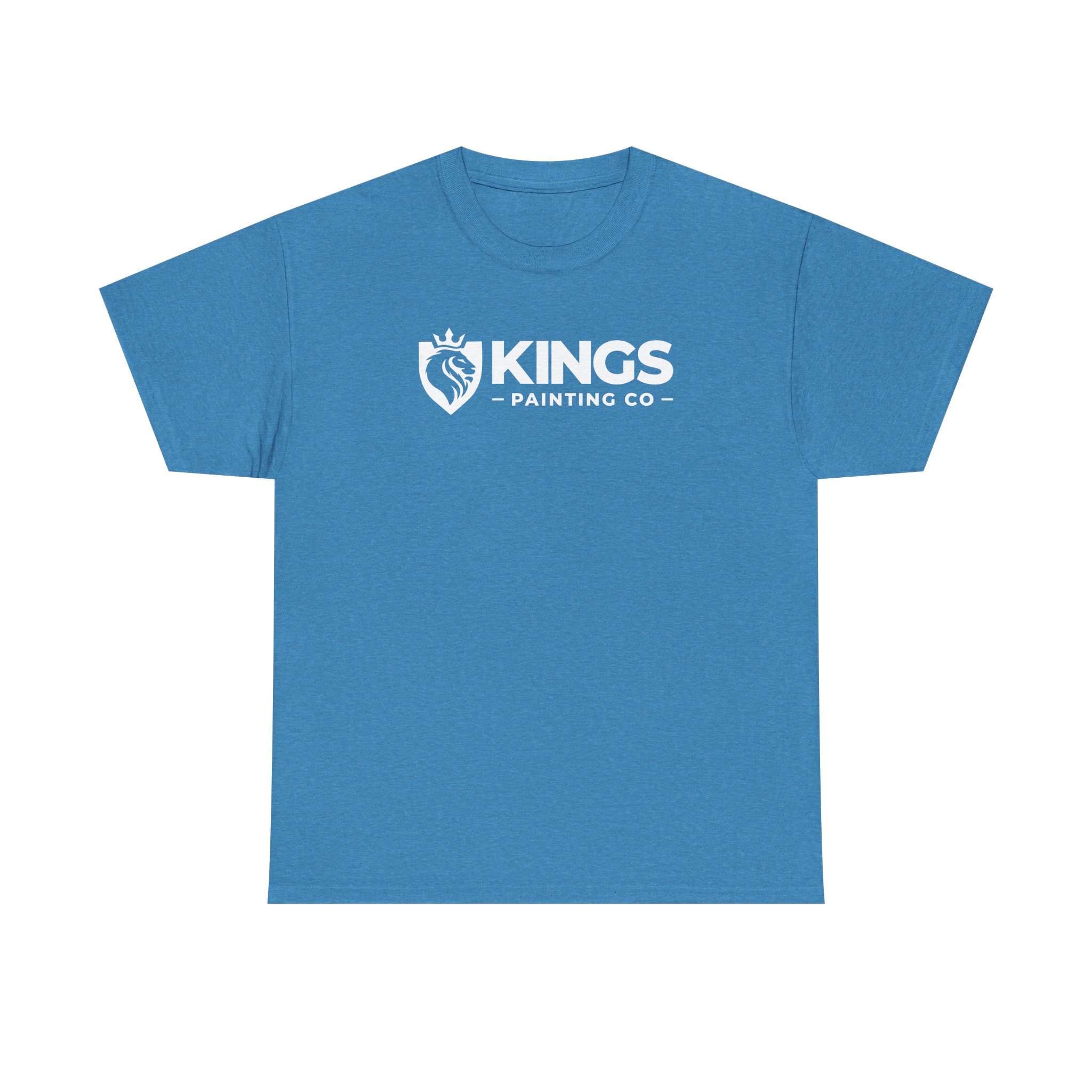 Heather t-shirt featuring a white KINGS PAINTING CO logo and lion in a shield graphic on the chest, printed on a Gildan Ultra Cotton (G5000) Kings Painting Co. Logo T‑Shirt.